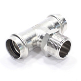 Тройник 28-1"-28, WAAG Heavy Inox, пресс-резьба, нар., сталь нержавеющая