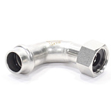 Отвод 90 15-1/2", WAAG Heavy Inox, пресс-резьба, вн., сталь нержавеющая, с накид.гайкой