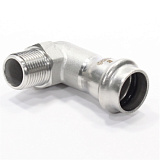 Отвод 90 22-1/2", WAAG Heavy Inox, пресс-резьба, нар., сталь нержавеющая