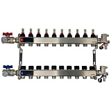 Коллектор WAAG 589.F 1"х3/4", 10вых., c клапанами, с расходомерами, сталь нерж., в сборе