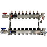 Коллектор WAAG 589.F 1"х3/4", 8вых., c клапанами, с расходомерами, сталь нерж., в сборе