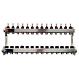 Коллектор WAAG 589 1"х3/4", 14вых., c клапанами, с расходомерами, сталь нерж.