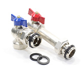 Кран шаровой для коллектора резьб. 1" - 1", PN16, WAAG, латунь, вн.р. с нак. гайкой - нар.р., с бабо