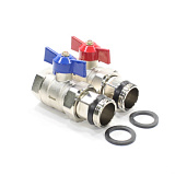 Кран шаровой для коллектора резьб. 1" - 1", PN16, WAAG, латунь, вн.р. - нар.р. с амер., с бабочкой