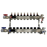 Коллектор WAAG 589.F 1"х3/4", 9вых., c клапанами, с расходомерами, сталь нерж., в сборе
