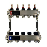 Коллектор WAAG 589 1"х3/4", 5вых., c клапанами, с расходомерами, сталь нерж.