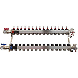 Коллектор WAAG 589.F 1"х3/4", 15вых., c клапанами, с расходомерами, сталь нерж., в сборе